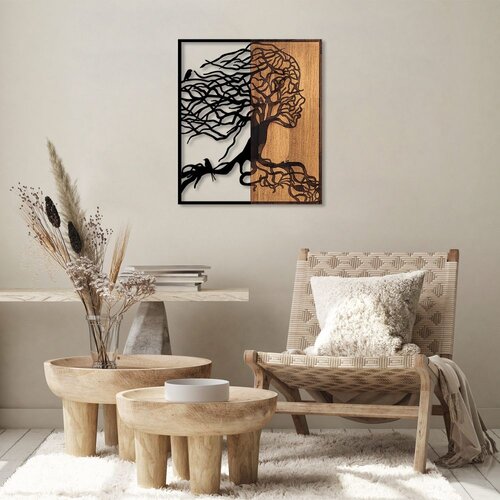 Wallity Zidna dekoracija Drvo Žena - 290, 50 x 3 x 58 cm, Crna Cene