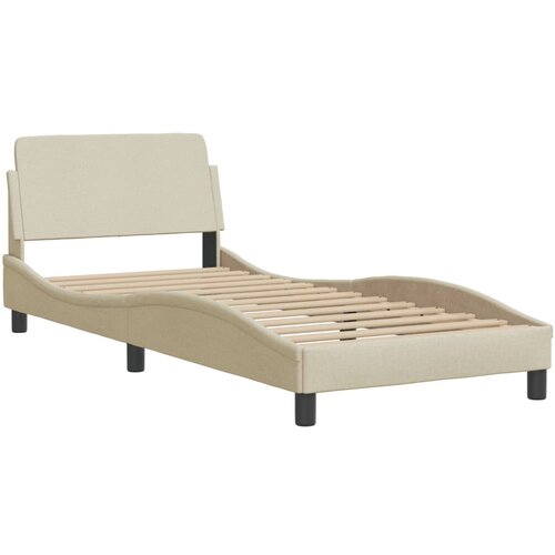 vidaXL Posteljni okvir z vzglavjem krem 90x190 cm blago, (21048406) Cene