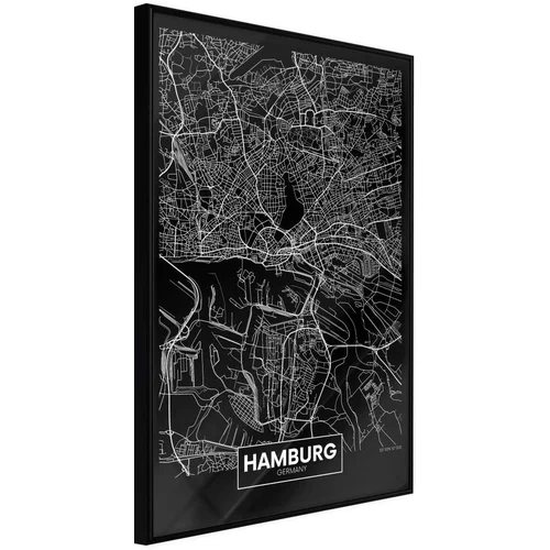  Poster - City Map: Hamburg (Dark) 20x30