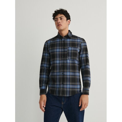 Reserved karirasta srajca regular fit - mornarsko modra Cene