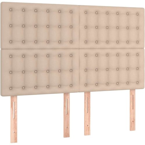 VidaXL Krevet s oprugama i madrac cappuccino 140x190cm od umjetne kože Slike