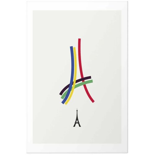  Plakat - Eiffel Tower - Colored Graphic - Abstraction 60x90 Bez okvira s margom Slike