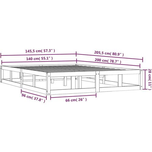  Okvir za krevet 140 x 200 cm od masivnog drva Slike