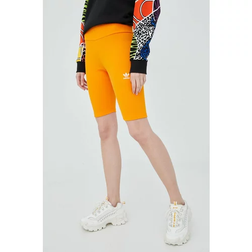 Adidas Kratke hlače Adicolor za žene, boja: narančasta, s aplikacijom, visoki struk, HF7483-BORANG