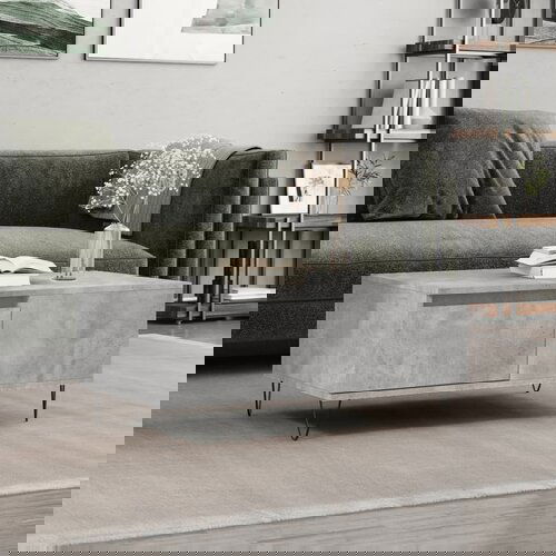 VidaXL Klubska mizica betonsko siva 90x50x36,5 cm inženirski les Slike