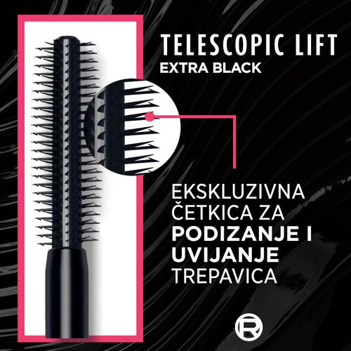 L&amp;acute;Or&amp;eacute;al Paris Telescopic Lift Extra Black maskara za volumen, ekstra črna za volumen in vihanje trepalnic 9,9 ml Slike