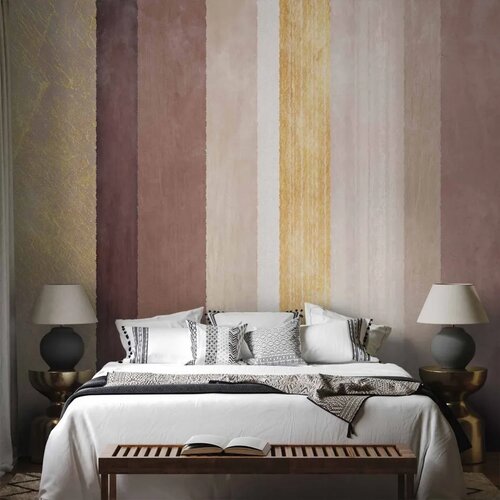  Foto tapeta - Striped pattern - abstract background in stripes of different colours with gold pattern 200x140 Premium Cene
