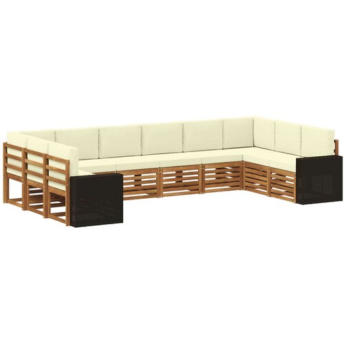 vidaXL Zunanja garnitura za sedenje 10 pcs Naravna in smetana, (5000280726) Cene