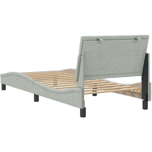 VidaXL Okvir za krevet s uzglavljem svjetlosivi 90x190 cm bar&amp;scaron;unasti Slike