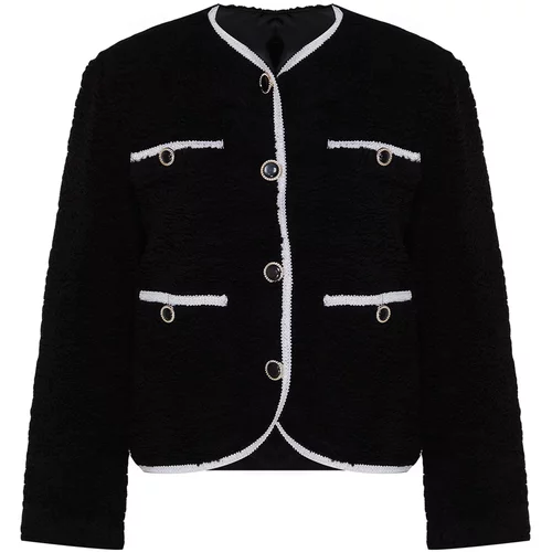 Trendyol Black Pocket Detailed Plush Jacket Coat