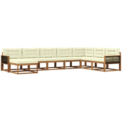 vidaXL Zunanja garnitura za sedenje z blazino 8 pcs Naravna in smetana, (5000280246) Cene