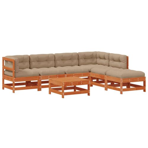  Set lounge namje&amp;scaron;taja za vrt 7 pcs Vosak smeđa i taupe - Vosak smeđa bor Slike