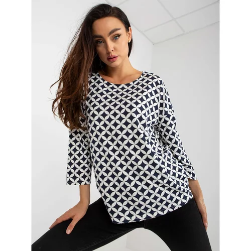 Fashion Hunters Navy and white blouse with a RUE PARIS viscose print