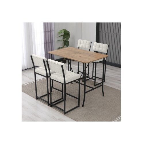 Hanah home Set Barski sto i 4 stolice Retro Cream Walnut Cene