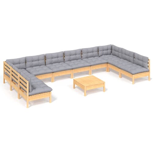  11-dijelna vrtna garnitura od borovine s jastucima Slike