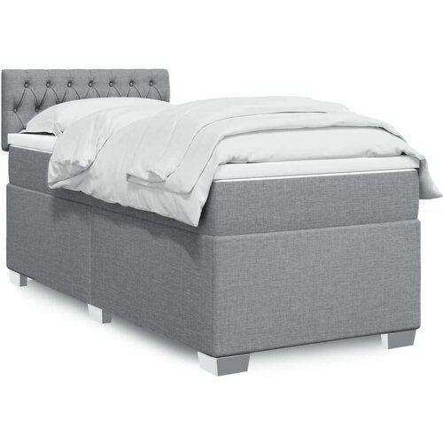 vidaXL Box spring postelja z vzmetnico svetlo siva 90x200 cm blago Cene