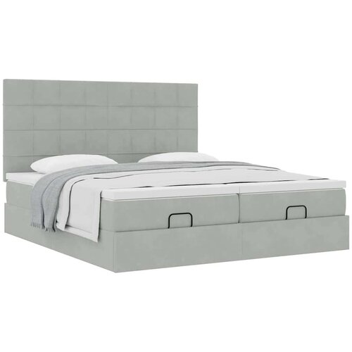 VidaXL Okvir kreveta s madracima svijetlosivi 160x200cm bar&amp;scaron;unasti Slike