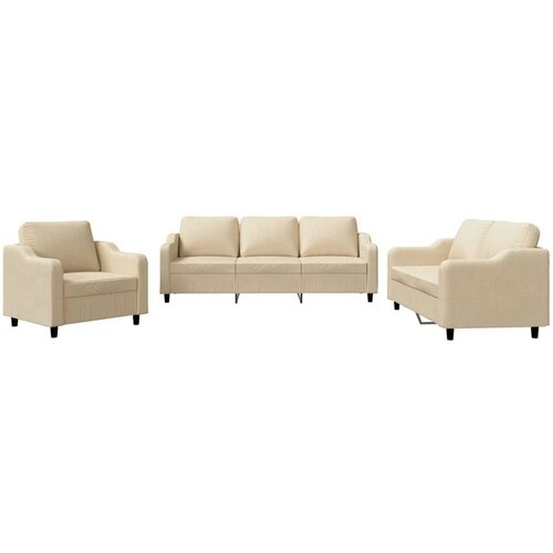 VidaXL 3-dijelni set sofa s jastucima krem od tkanine Slike
