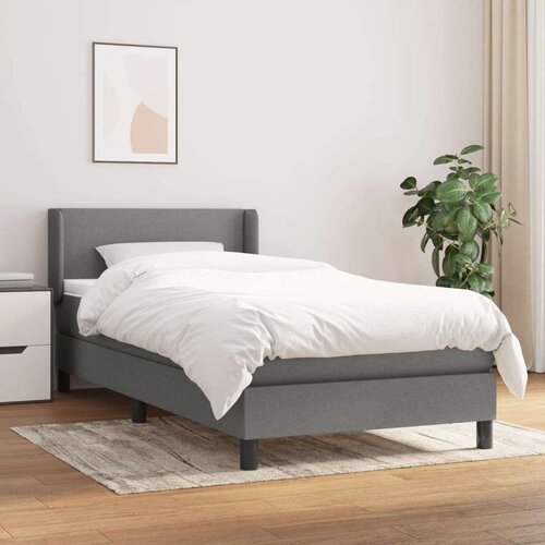  Box spring postelja z vzmetnico temno siva 90x200 cm blago, (20846815) Slike
