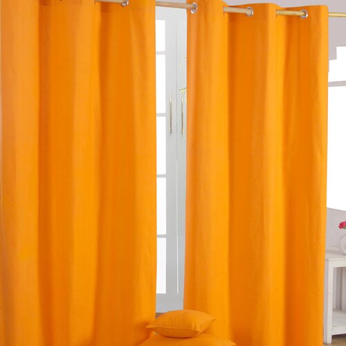 HOMESCAPES Navadne oranžne bombažne zavese Eyelet 117x137 cm, (20749566) Cene