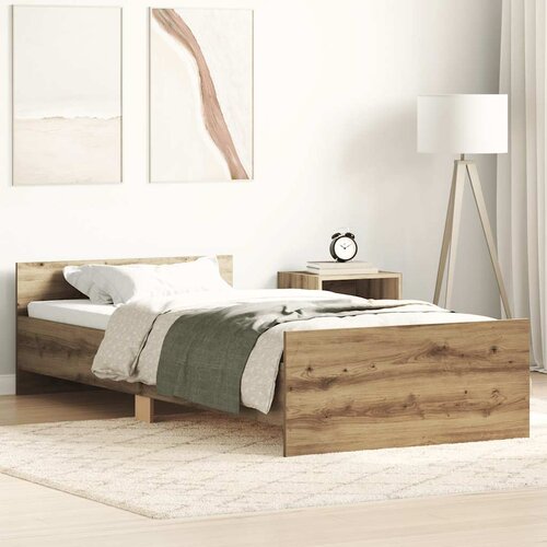 VidaXL Posteljni okvir brez vzmetnice artisian hrast 90x200 cm Slike