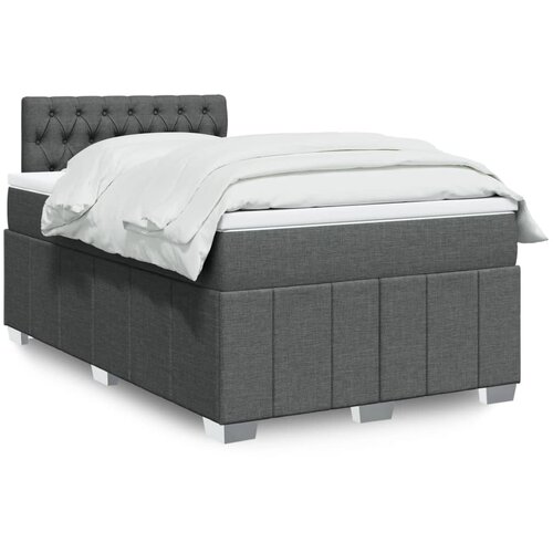 VidaXL Krevet s oprugama i madracem tamnosivi 120 x 200 cm od tkanine Slike