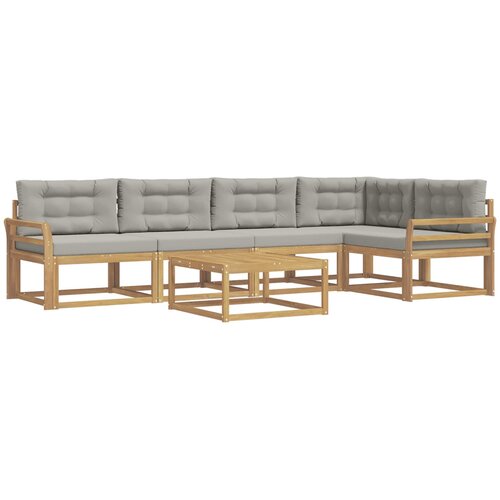  Set vanjskih sofa 6 kom. Bijela i svjetlosiva Poliester Slike