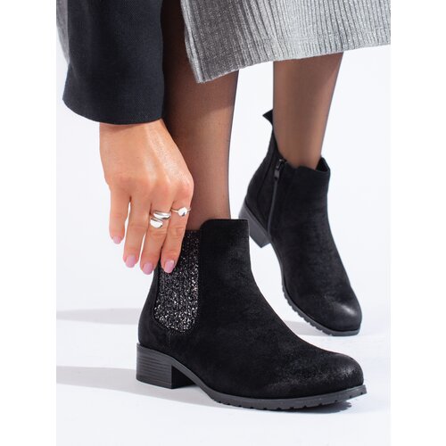 SHELOVET Women&amp;#039;s suede black Chelsea boots Slike