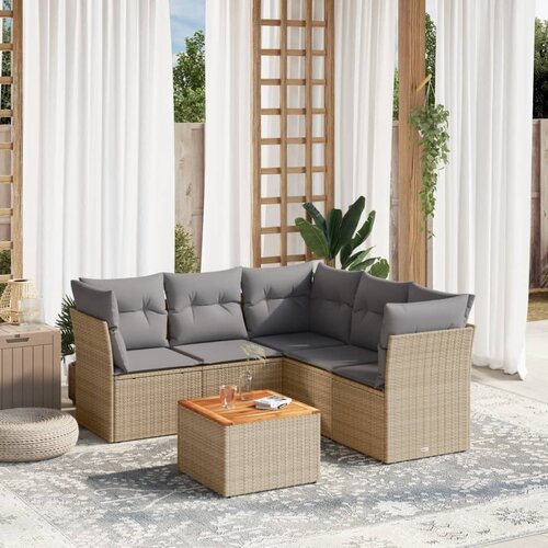 vidaXL 6-dijelni set vrtnih sofa s jastucima bež od poliratana Cijene