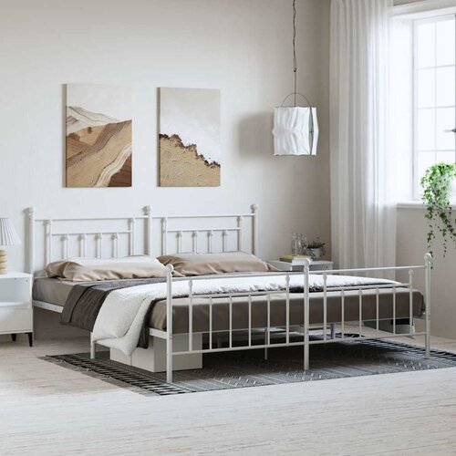  Metalni okvir kreveta uzglavlje i podnožje bijeli 193x203 cm Cijene