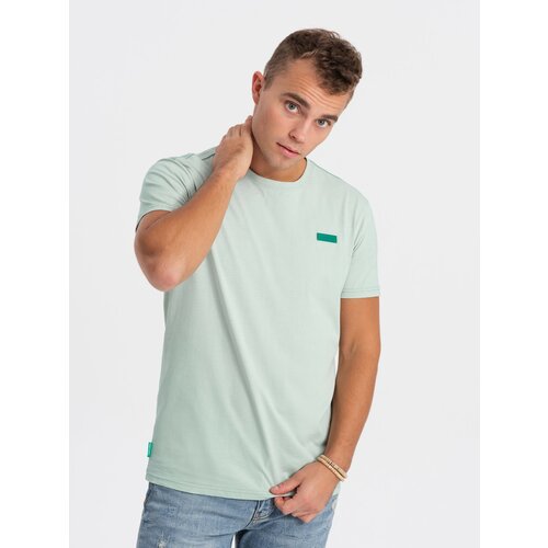 Ombre Men's cotton t-shirt with contrasting thread - mint Slike