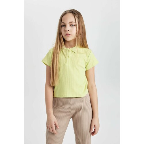 Defacto Girl Slim Fit Polo Neck Basic Ribbed Camisole Polo T-Shirt Slike
