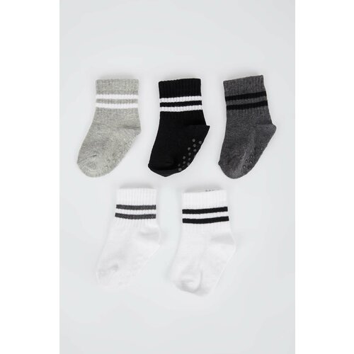 Defacto 5 Pack Long Socks For Baby Boys With Non-Slip Soles Slike