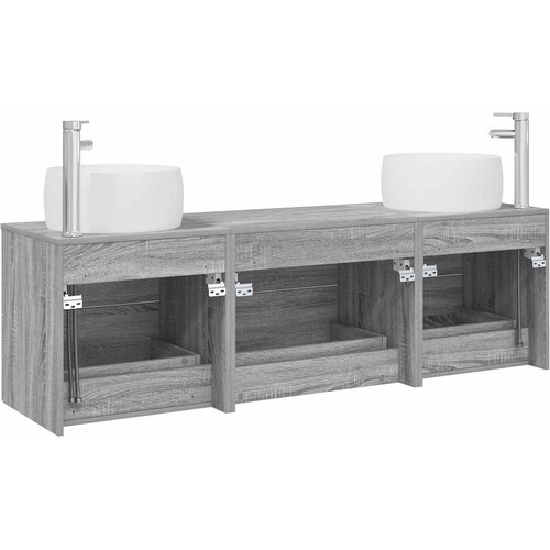  Set namje&amp;scaron;taja za kupaonicu 3 kom. Siva Sonoma 49,5 x 44,5 x 66 cm Slike