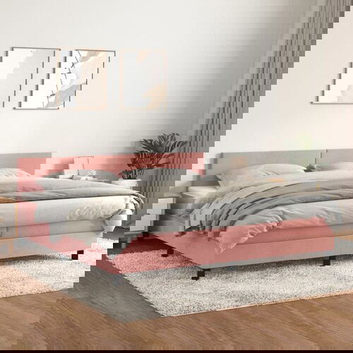 The Living Store Box spring postelja z vzmetnico roza 200x200 cm žamet - Box Spring Postelja, (21491244) Slike