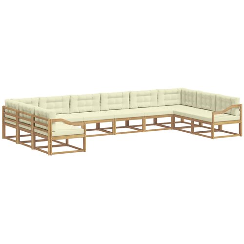 VidaXL Zunanja garnitura za sedenje z blazino 10 pcs Bela in krem, (5000282734) Slike
