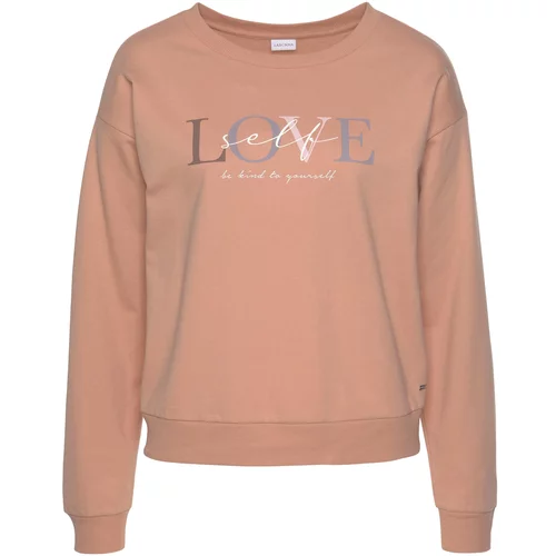 Lascana Sweater majica sivkasto plava / čokolada / marelica / roza