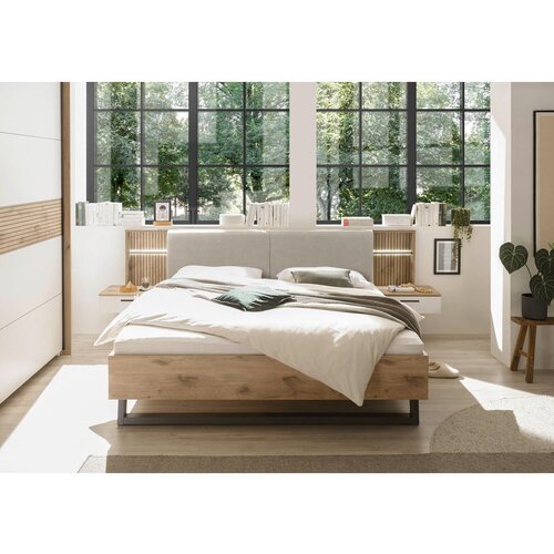 Hom`in POSTELJNA GARNITURA 180 cm x 200 cm , bela, barve hrasta Slike