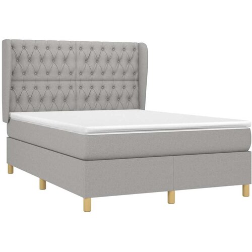 Krevet s oprugama i madracem svjetlosivi 140x190 cm od tkanine Slike