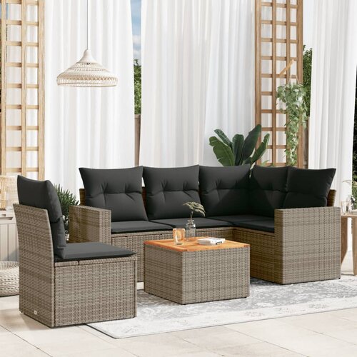 vidaXL 6-dijelni set vrtnih sofa od poliratana s jastucima sivi Cijene