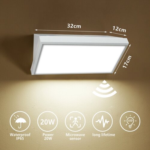  Brilagi-LED spoljna zidna svetiljka sa senzorom TRIANGLE LED/20W/230V bela IP65 Slike