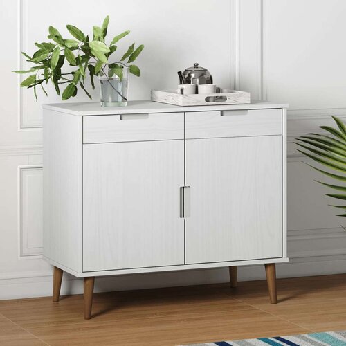  Komoda MOLDE bijela 90 x 40 x 80 cm od masivne borovine Cijene