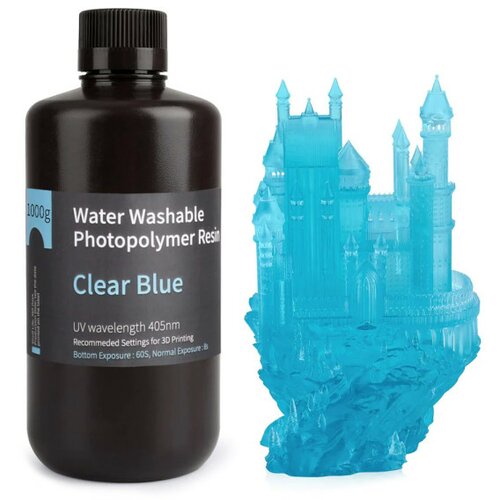Elegoo water washable resin 1000g clear blue Cene