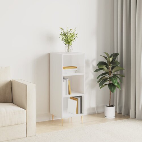  Komoda sjajna bijela 34,5 x 32,5 x 90 cm od konstruiranog drva Slike