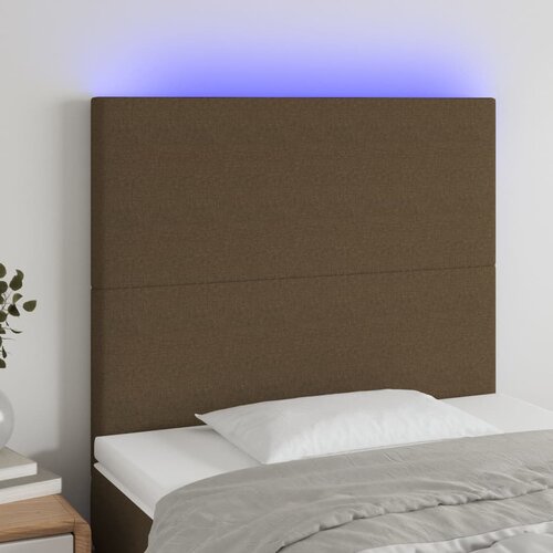 VidaXL LED uzglavlje tamnosmeđe 80x5x118/128 cm od tkanine Slike