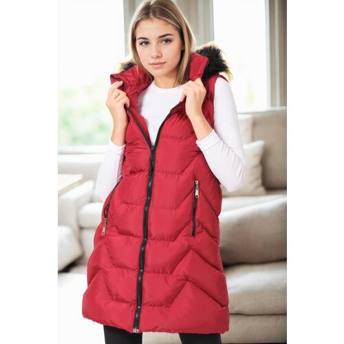 Dewberry Z6761 WOMEN'S VEST-BURGUNDY-1 Cene