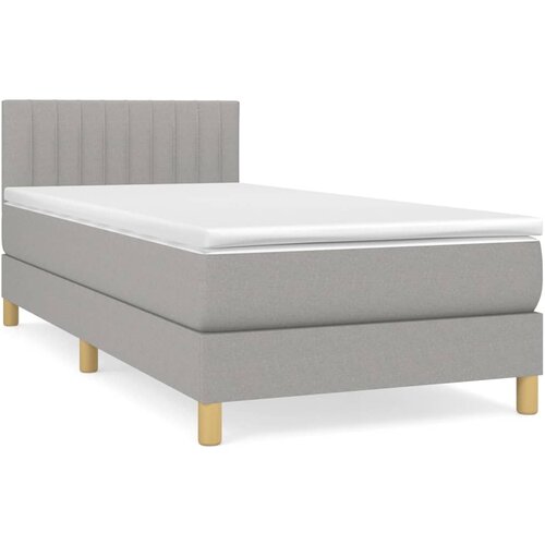 VidaXL Box spring postelja z vzmetnico svetlo siva 90x200 cm blago, (20895258) Slike