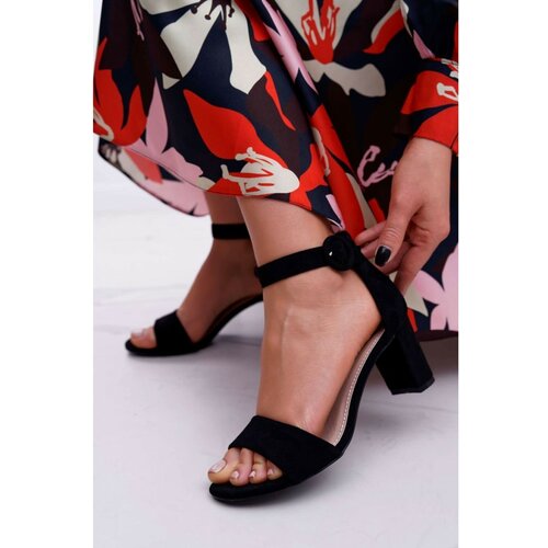 Kesi Women's Sandals On Heel Suede Black Lexi Slike