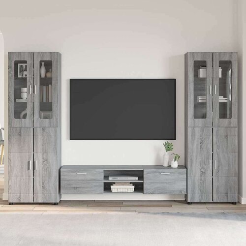  Set TV komoda s ladicama Siva Sonoma Konstruirano drvo Cene