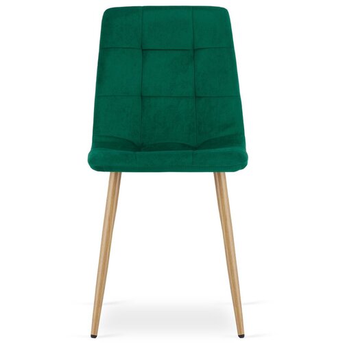 KARA stolica - tamnozeleni bar&amp;scaron;un / noge u boji drveta x 4 Slike